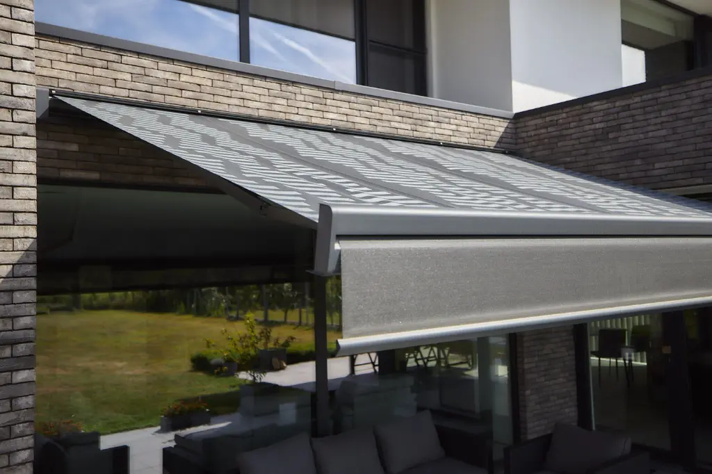 -60% - Store Banne Winsol Squaro Motorisé – Toile Dickson Orchestra U406 - 4,5m de large par 3m