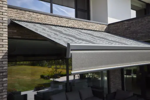 -60% - Store Banne Winsol Squaro Motorisé – Toile Dickson Orchestra U406 - 3,5m de large par 3m